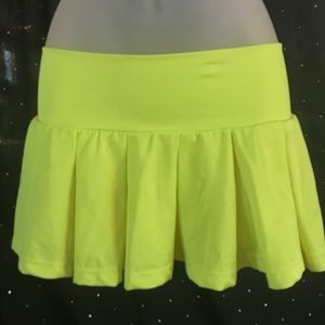 Neon Yellow Pleated Mini Skirt